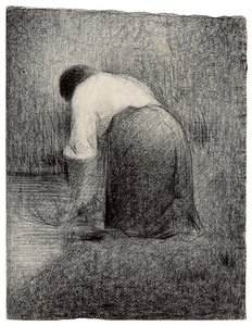 Knælende kvinde; Femme agenouillee, c.1881 af Georges Pierre Seurat