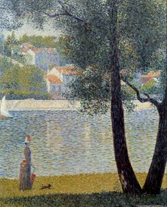 Seinen ved Courbevoie Maleri af Georges Seurat (1859-1891) 1885 Privat samling - Seinen i Courbevoie. Maleri af Georges Seurat (1859-1891)