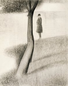 Mand stående ved siden af træet; studie på La Grande Jatte af Georges Pierre Seurat