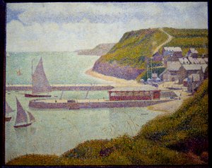 Port en Bessin, før havn, maree haute Maleri af Georges Seurat (1859-1891) 1888 Søn. 0,67x0,82 m. Paris, Musee d