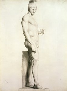 Profil af en skulptur af en kriger med en hjelm (p/p) af Georges Pierre Seurat