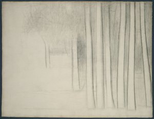 Træstammer (studie for La Grande Jatte) af Georges Pierre Seurat