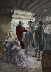 Den franske revolution: 21. juni 1791 Den kongelige familie (Louis XVI, konge af Frankrig, dronning Marie Antoinette og deres to børn, kongens madame Elisabeth, og børnenes guvernante) blev fanget i kroen i Varennes (Varennes-en-Argonne) under th af Georges Roussin