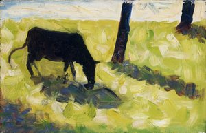 Sort ko på en eng af Georges Seurat