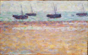 Havn i Grandcamp (fire både) af Georges Seurat