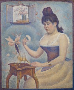 Ung kvinde pudrede sig selv, ca. 1888-90 af Georges Seurat