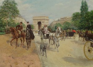 Ryttere og vogne på Avenue du Bois, 1910