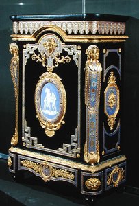 Skænk, ca. 1855 (ibenholt, bronze og malet emalje) af Georges and Legost Achille (fl.1855) Monbro