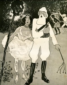 Leopold II og Cleo de Merode synger en operetteduet, 1904.
