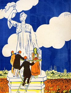 Tyrkiet binder Bulgarien til Frihedsgudinden, 1908. .