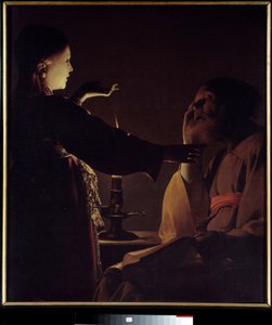 Englens udseende for Saint Joseph (også kendt som The Dream of Saint Joseph). Maleri af Georges de La Tour (1593-1652)