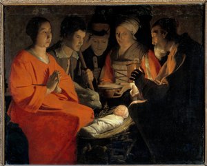 Hyrdernes tilbedelse Maleri af Georges de La Tour (1593-1652) 1600-tallets søn. 1,07x1,31 m af Georges de La Tour