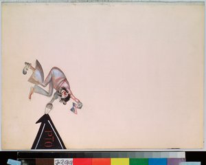 Forberedende indretning til operetten ""Girofle Girofla"" (Girofle-Girofla) af Charles Lecocq (1832-1918) (Scenedesign til operetten Girofle Giroflia, af Charles Lecocq) - Værk af Georgi Bogdanovich Yakulov (1884-1928), gouache på skrift af Georgy Bogdanovich Yakulov