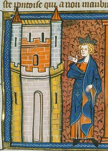 Louis IX foran fæstningen, fra Chroniques de France ou de St Denis, 14. århundrede (22690438696) af Georgia Levan Ramishvili from Tbilisi
