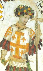 Manfred I af Saluzzo afbildet som Godfrey af Bouillon, freskomaleri af Giacomo Jaquerio, 1420 (25958141210) af Georgia Levan Ramishvili from Tbilisi
