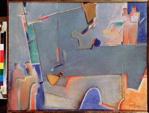 Løftekranen - maleri af Georgi Avgustovich Stenberg (1900-1933), olie på lærred