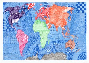 Map of the World, 2015 (blæk på bristolplade)