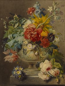 En buket blomster i en vase af Georgius Jacobus Johannes van Os