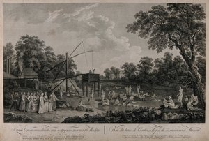 Udsigt over Serebryanicheskaya-badehusene i Moskva, 1796. af Gerard Barthe de la