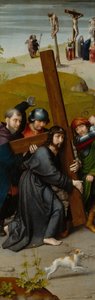 Kristus bærer korset, med korsfæstelsen, ca. 1510 (olie på egetræspanel) af Gerard David