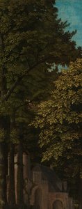 Udsigt i en skov, ydre venstre fløj af en triptykon af Gerard David