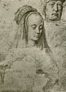 Ung kvinde med hovedbeklædning, 1497-1498, 1908. af Gerard David