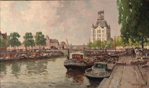 Udsigt over Witte Huis, Rotterdam (olie på lærred) af Gerard Delfgaauw