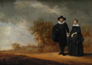 Borgmester Cornelis Damasz. van der Gracht og hans kone, Jopken Jacobs, i et landskab af Gerard Donck