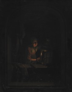 Pige med et stearinlys af Gerrit Dou