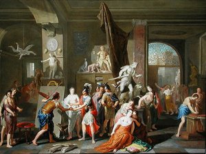 Apelles maler Campaspe (olie på panel)