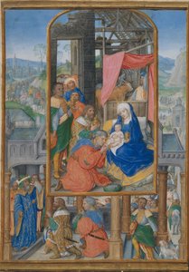 Manuskriptbelysning med tilbedelse af magi, ca. 1515-25.