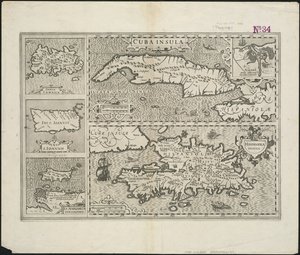 Cuba Insula ; Hispaniola Insula, graveret af Hendrik Hondius, 1633 af Gerard after Mercator