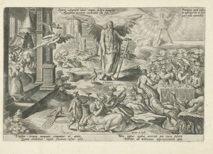 Fader Tid midt i afslappede mennesker Sperne voluptates nocet empta dolore uoluptas (...) (titel på objekt) Moralizing Allegories of Time (serietitel)