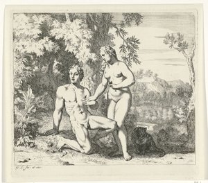 Adam og Eva i paradis Scener fra Genesis (serietitel) af Gerard de Lairesse