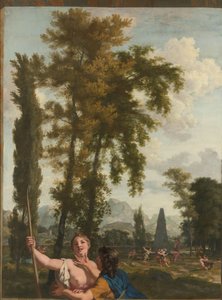 Italiensk landskab med hyrde og hyrde Udsmykning til et værelse i Jacob de Flines hus i Amsterdam (serietitel) af Gerard de Lairesse