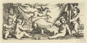 Putti laver musik med Pegasus af Gerard de Lairesse