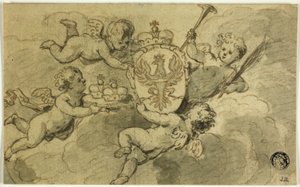 Putti og våbenskjold af Gerard de Lairesse