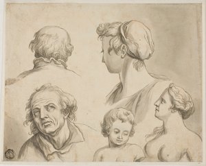 Skitser af fem buster af Gerard de Lairesse