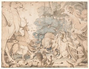 Orpheus fortryller dyrene med sit spil
