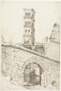 Mars Ultor-templet og Pantani-buen i Augustus Forum og San Basilio-tårnet af Gerard ter Borch (I)