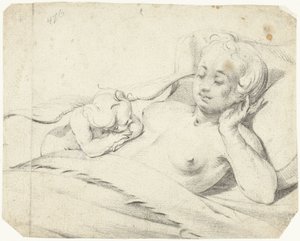 Venus i seng med at se Amor