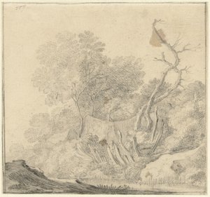 Huse mellem træer nær vand af Gerard ter Borch (II) (possibly)