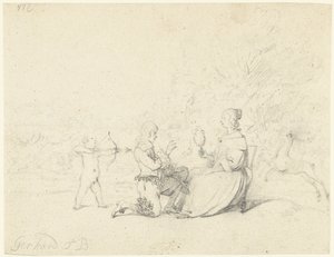 Herre knæler foran en dame af Gerard ter Borch (II)