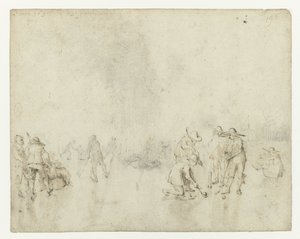 Is ansigt med kolbe spillere af Gerard ter Borch (II)