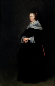 Portræt af en dame (olie på panel) af Gerard ter Borch or Terborch