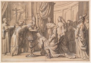 Harold Klak og hans familie er døbt i Mainz af Gerard van Honthorst