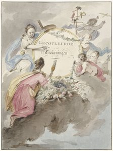 Titelside til kunstbog med farvede tegninger (titel på objekt)