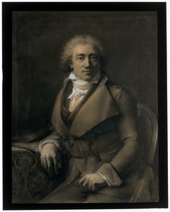 Selvportræt siddende ved et bord, drejet til højre af Gerard van Spaendonck