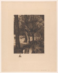Eng ved vandet Ved strømmen (titel på objekt) af Gerarda Wilhelmina ten Hoet (signed by artist)