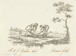 To hestehudere skinnerne af Gerardus Emaus de Micault (signed by artist)
